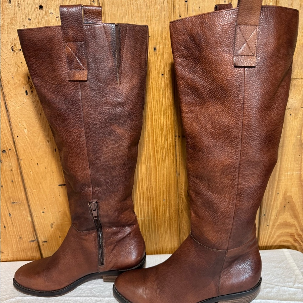 Arturo Chiang Tall Brown Leather Riding Boots 5.5 M - Picture 2 of 14